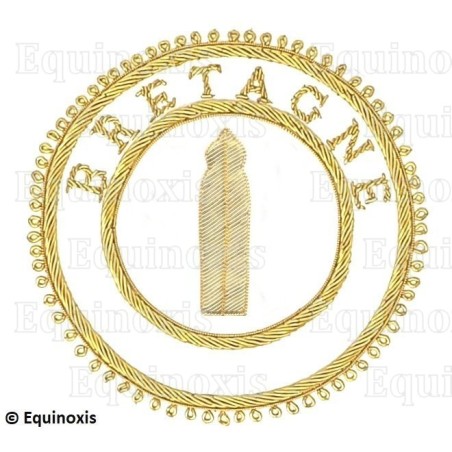 Badge / Macaron GLNF – Grande tenue provinciale – Deuxième Grand Surveillant – Bretagne – Brodé main